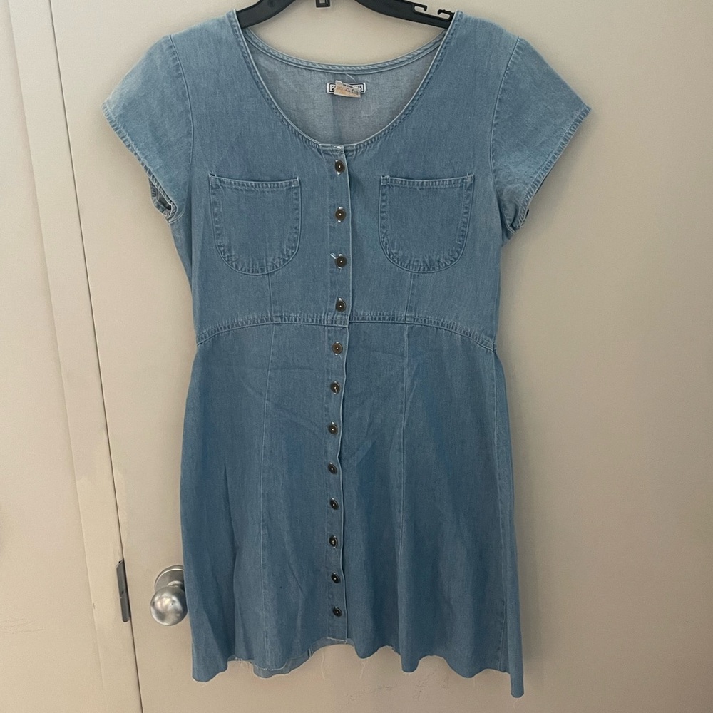 Vintage Denim Dress Raw Hem
